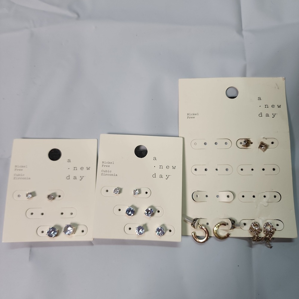 A New Day 8 Pairs Earrings Gold & Silver Tone Nickel Free Fashion Jewelry